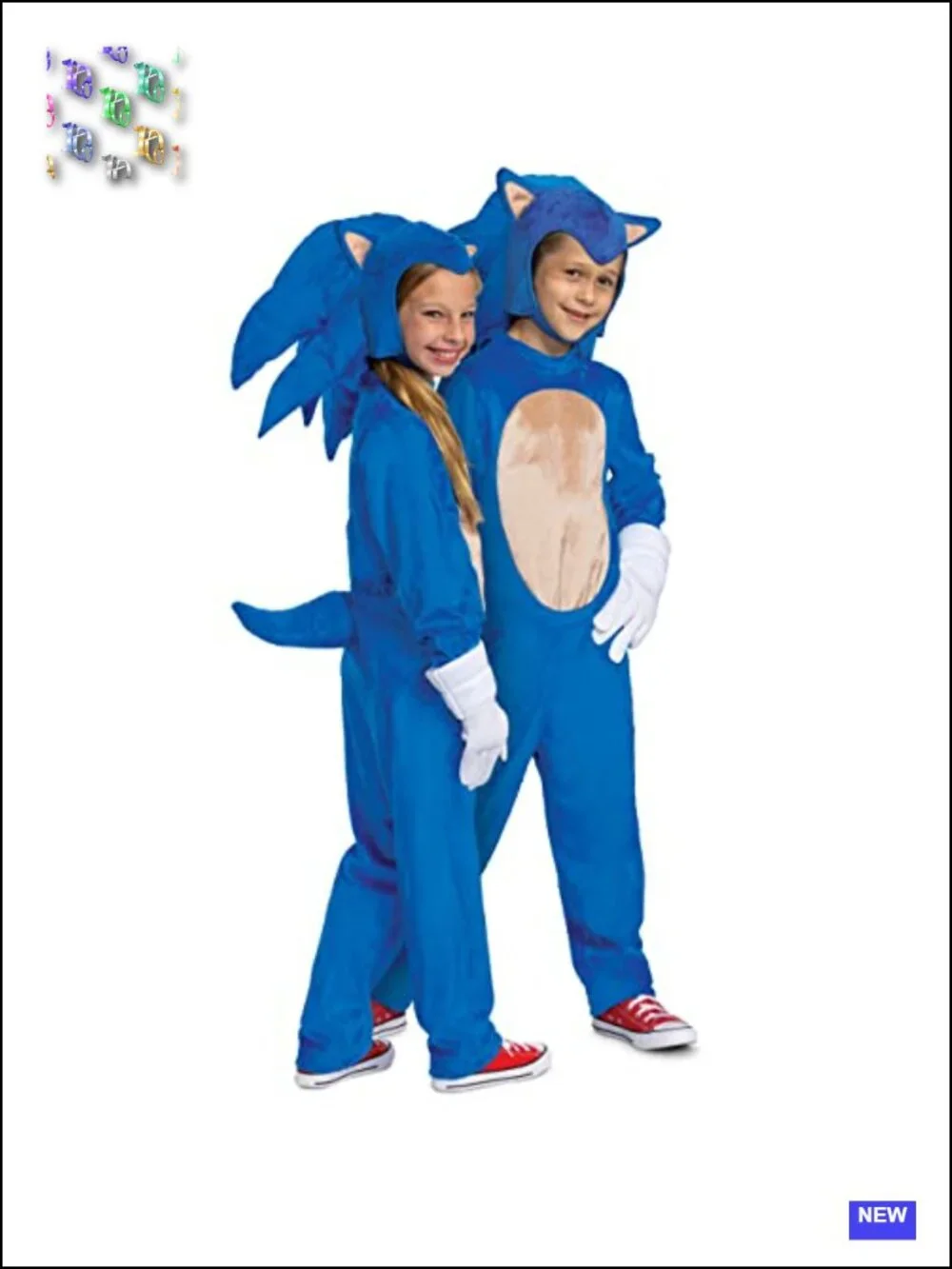 Deluxe Sonic the Hedgehog Movie Costume with Headpiece, Gloves, Detachable Tail
